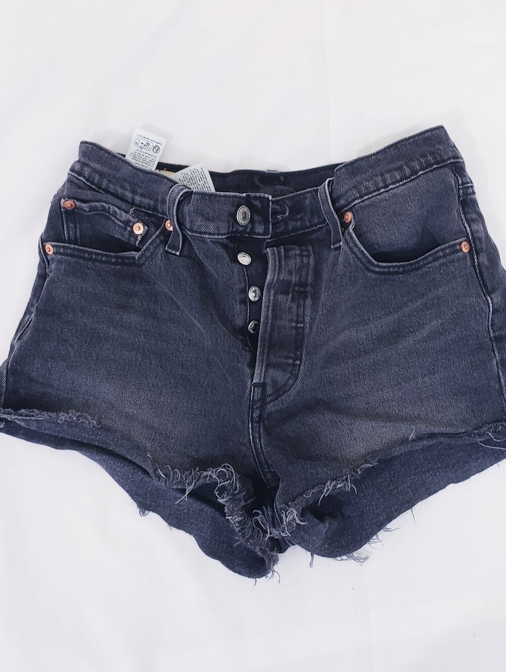 Levi's Black High-Rise Button-Fly Denim Cutoff Black Jean Shorts Size 29 Country